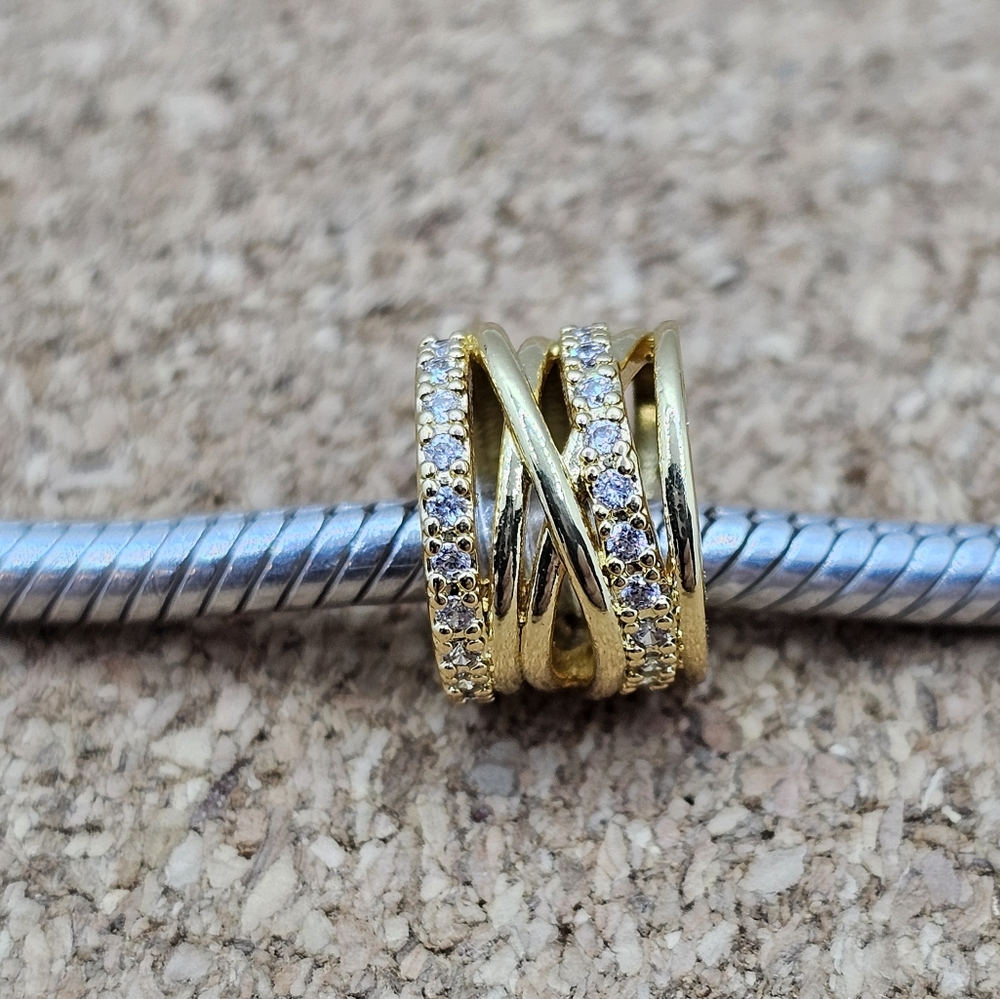 3/$30 🖤 GOLD CZ INTERTWINED SPACER CHARM FOR PANDORA BRACELETS